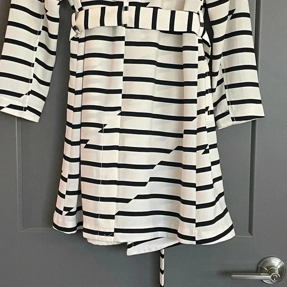 Madewell Parcel Striped Long Sleeve Double Breasted Belted Trench Coat Small - Picture 11 of 12